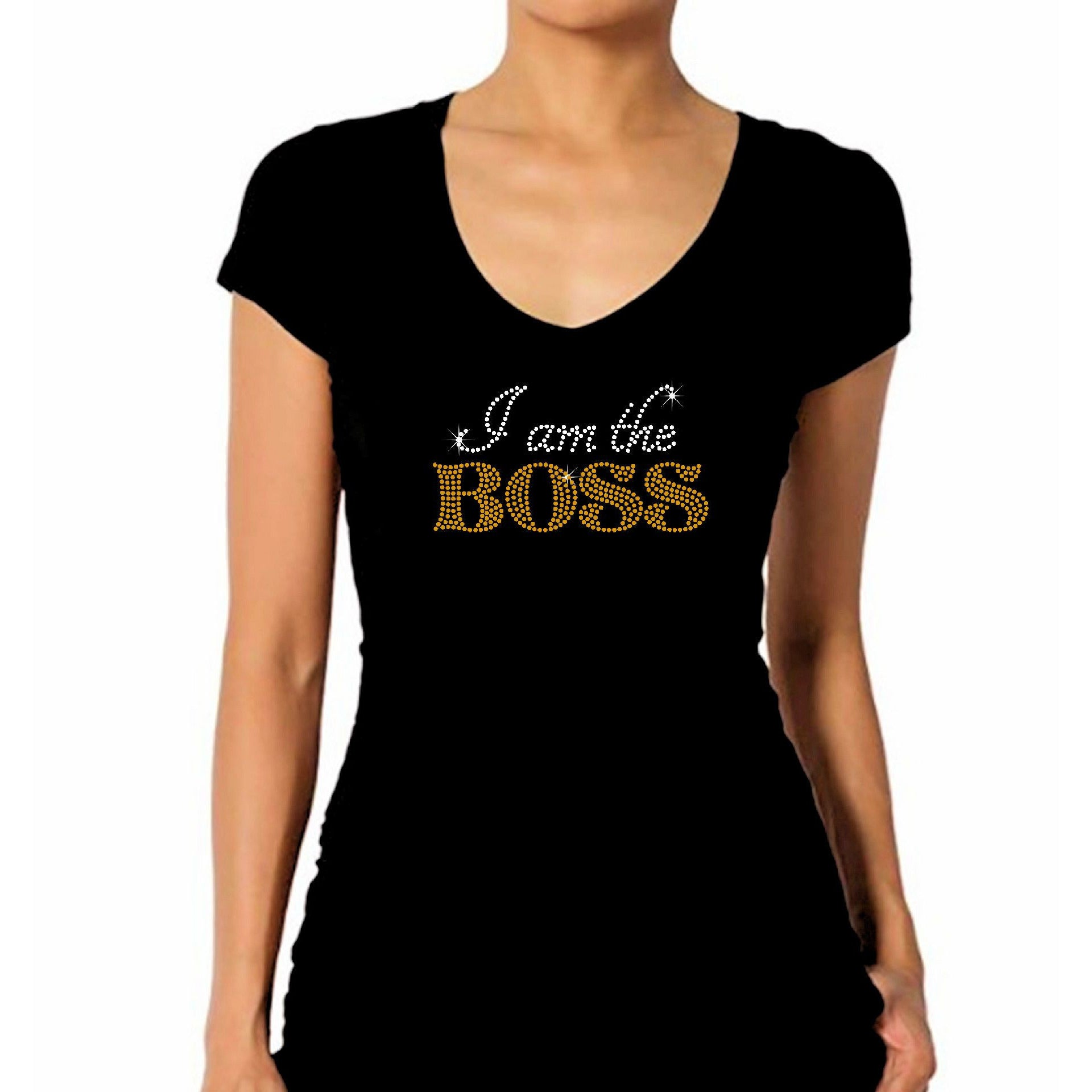 I Am The Boss Rhinestone T Shirt