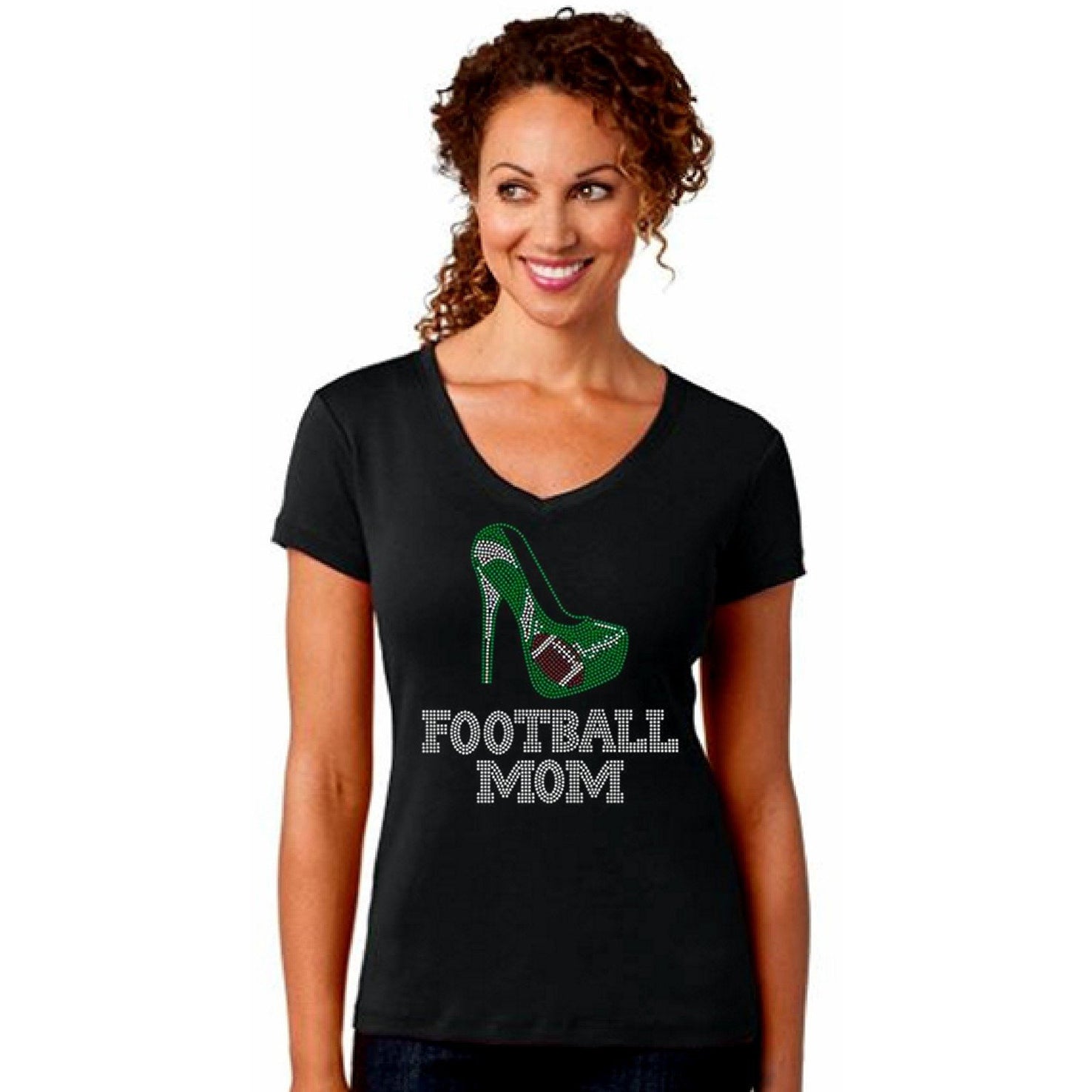 Rhinestone Football Mom Shirt, Rhinestone Mom, Football Mom Shirt