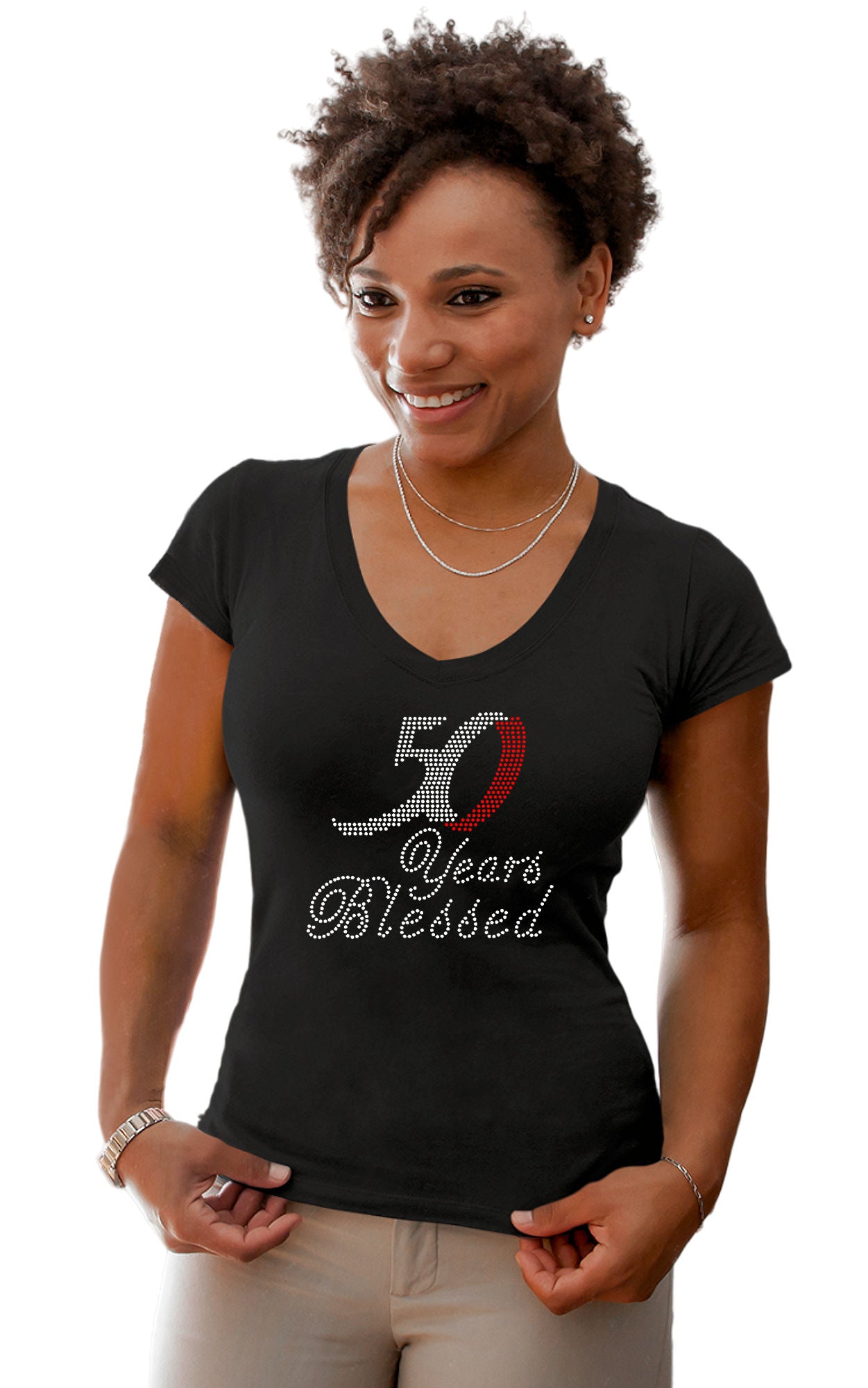 50 Years Blessed Rhinestone Birthday T Shirt