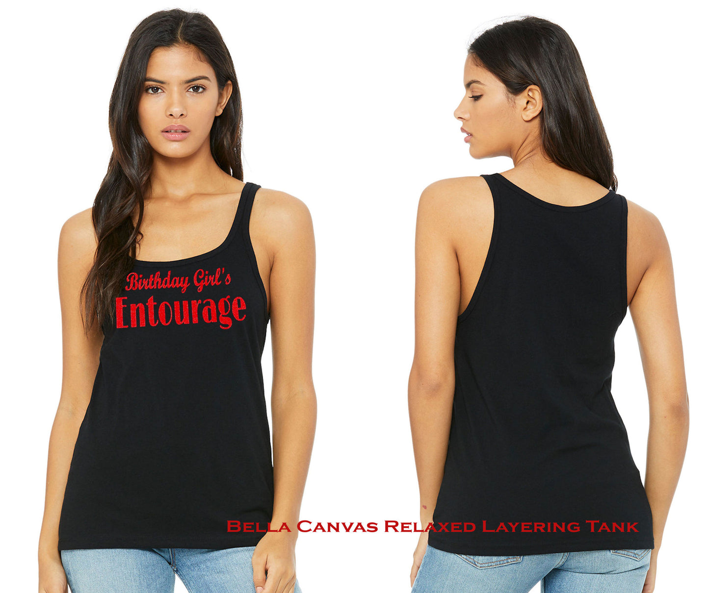 Birthday Girl Entourage Glitter Tank Top