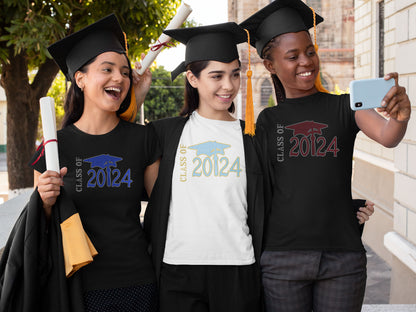 Class Of 2024 Rhinestone Gradation T Shirt