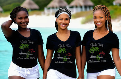 Girls Trip Beach Style Personalized Rhinestone Tee