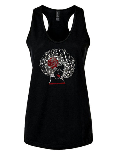 Mia Rhinestone Bling Afro Woman Tank Top