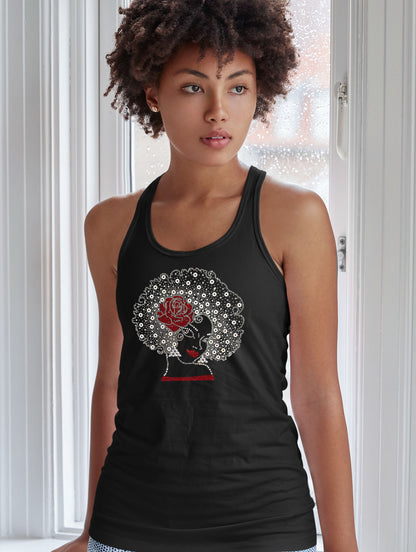 Mia Rhinestone Bling Afro Woman Tank Top