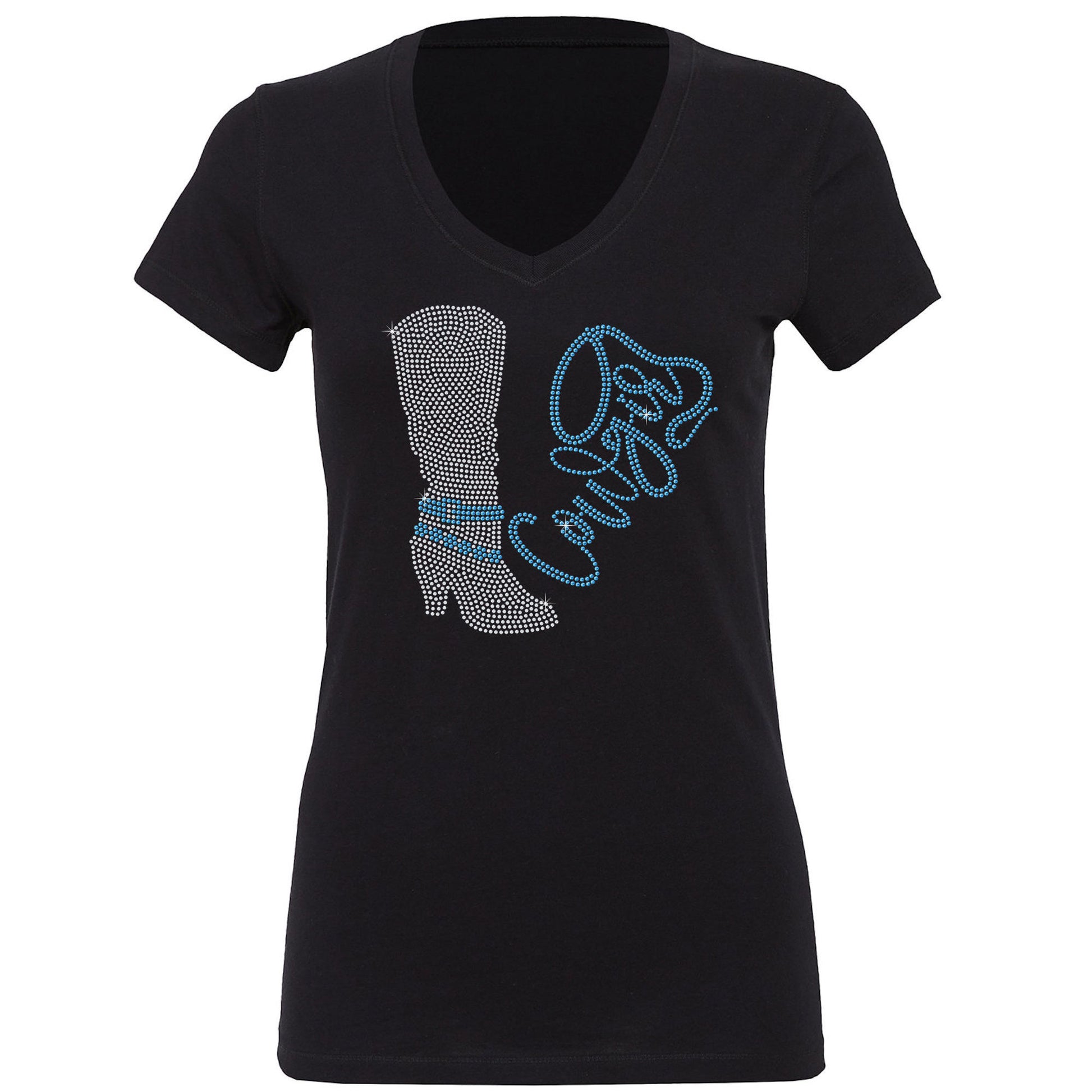 Rhinestone Cowgirl Boot Bling T-Shirt