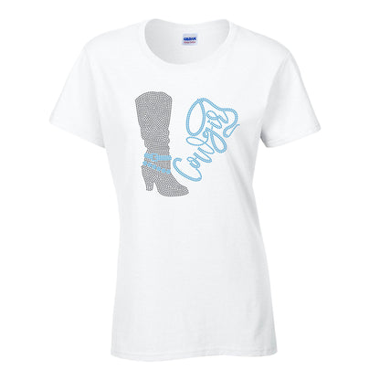 Rhinestone Cowgirl Boot Bling T-Shirt