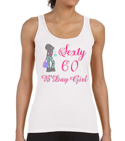 Sexty 60 Rhinestone B'Day Girl Tank Top