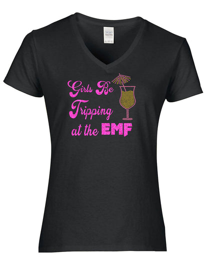 Girls Be Trippin At EMF Rhinestone Glitter Tee