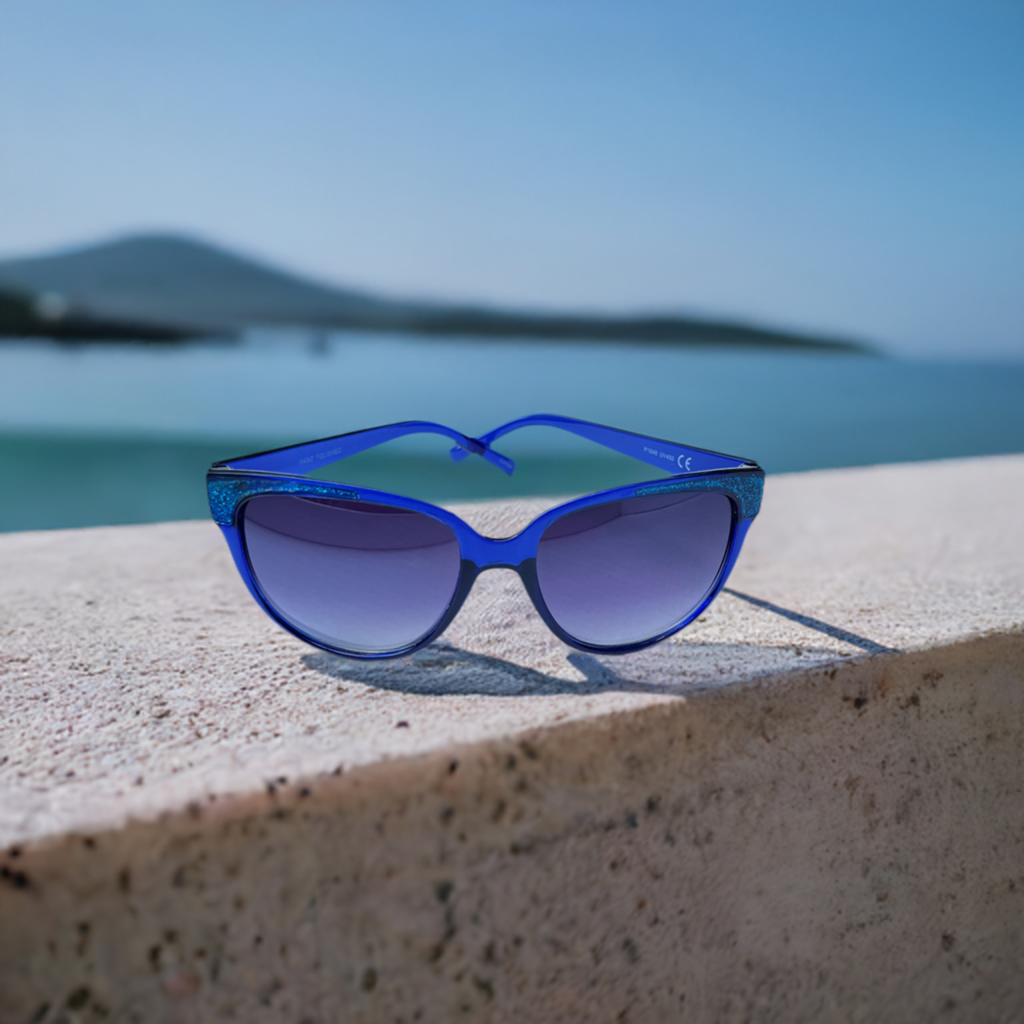 Blue With Blue Glitter Sunglasses