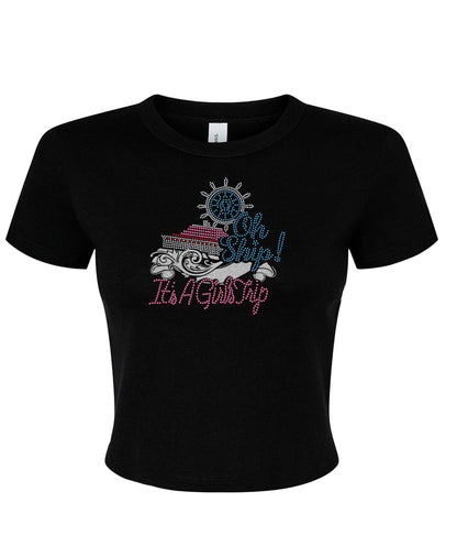 Oh Ship It's A Girls Trip Rhinestone Glitter T-Shirt