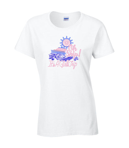 Oh Ship It's A Girls Trip Rhinestone Glitter T-Shirt