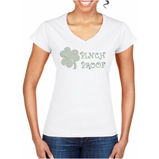 Rhinestone Shamrock Pinch Proof  St. Patricks Day T Shirt